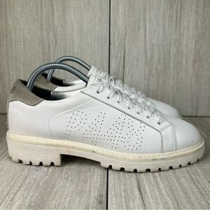 RARE P448 White Leather Chunky Lug Sole Sneaker Boot Shoe Womens Size 9.5 Mens 8